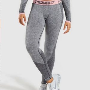 Gymshark Flex Leggings - Charcoal Marl/Peach Pink